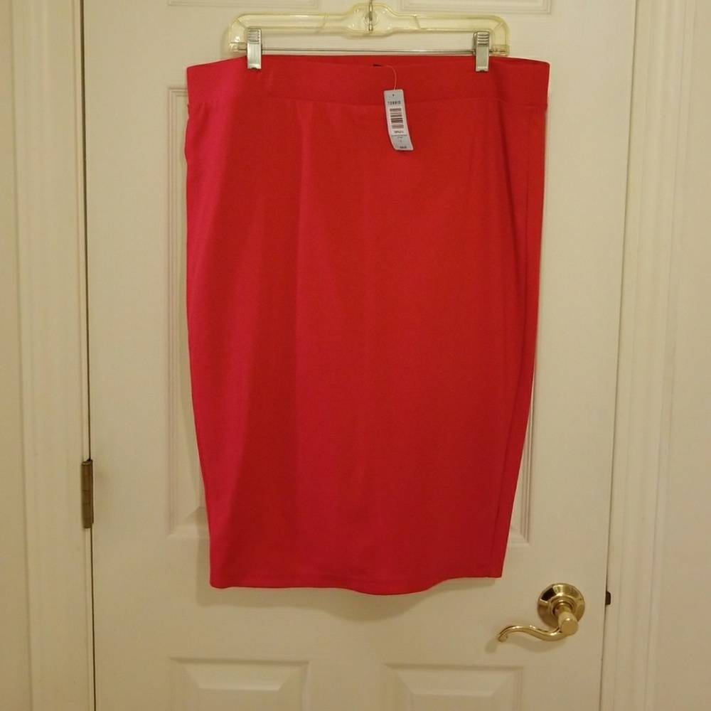 Torrid Red Ponte Midi Pencil Skirt